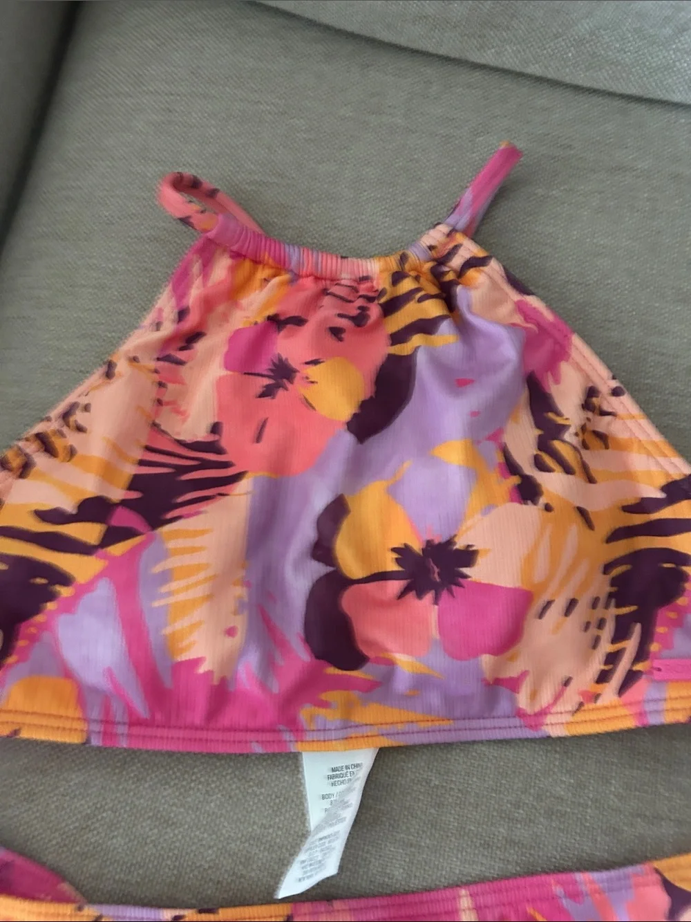 Girls Floral Pink & Purple Two-Piece Swim Set